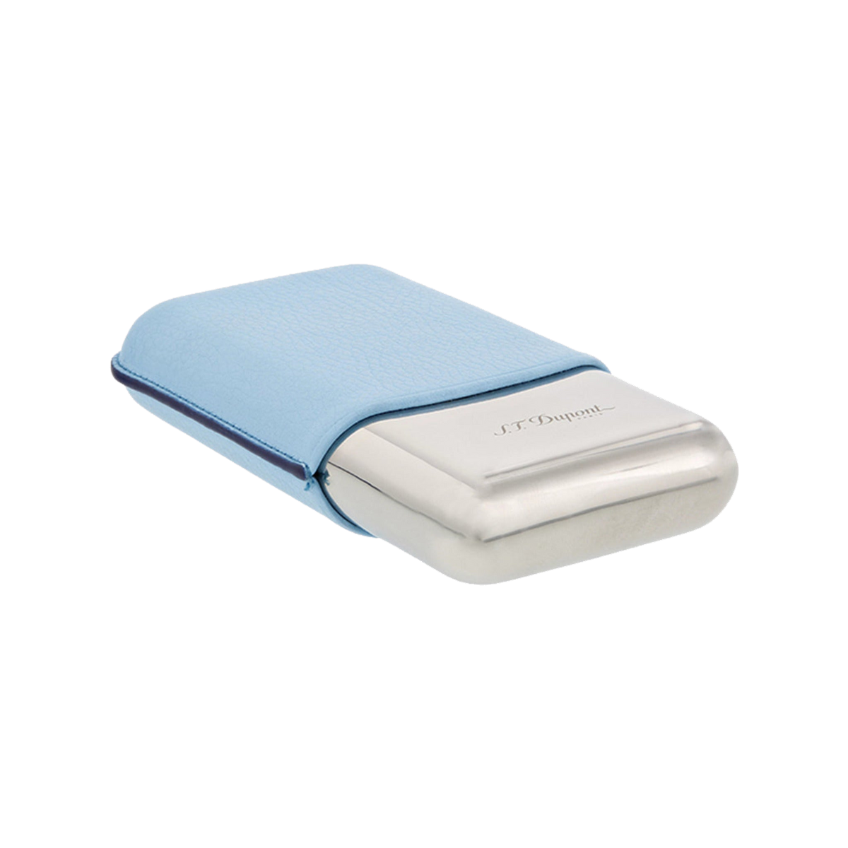 Étui à cigares S.T. Dupont 3 Cg turquoise grainé chrome — vue de détail