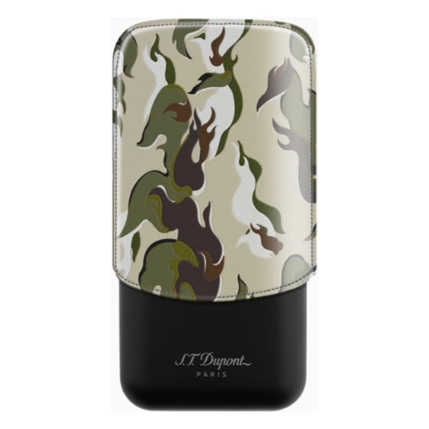 S.T. Dupont Cigar Case - 3 Cigar Leather Case Camo Khaki