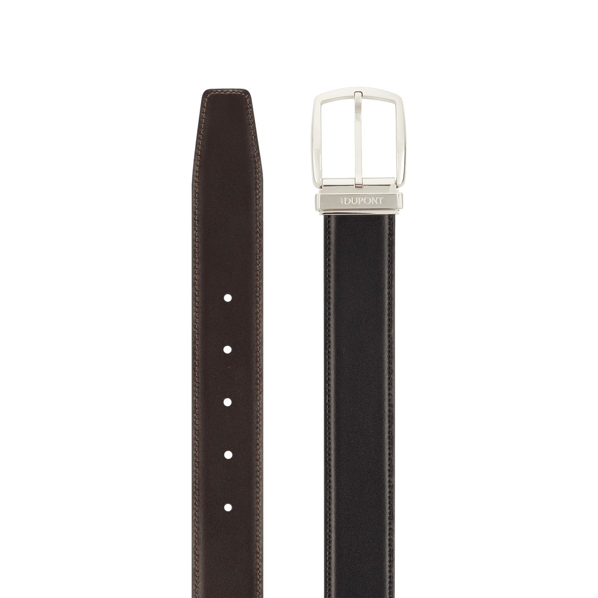Ceinture S.T. Dupont D-Line 35mm réversible noire brune D palladium — autre vue