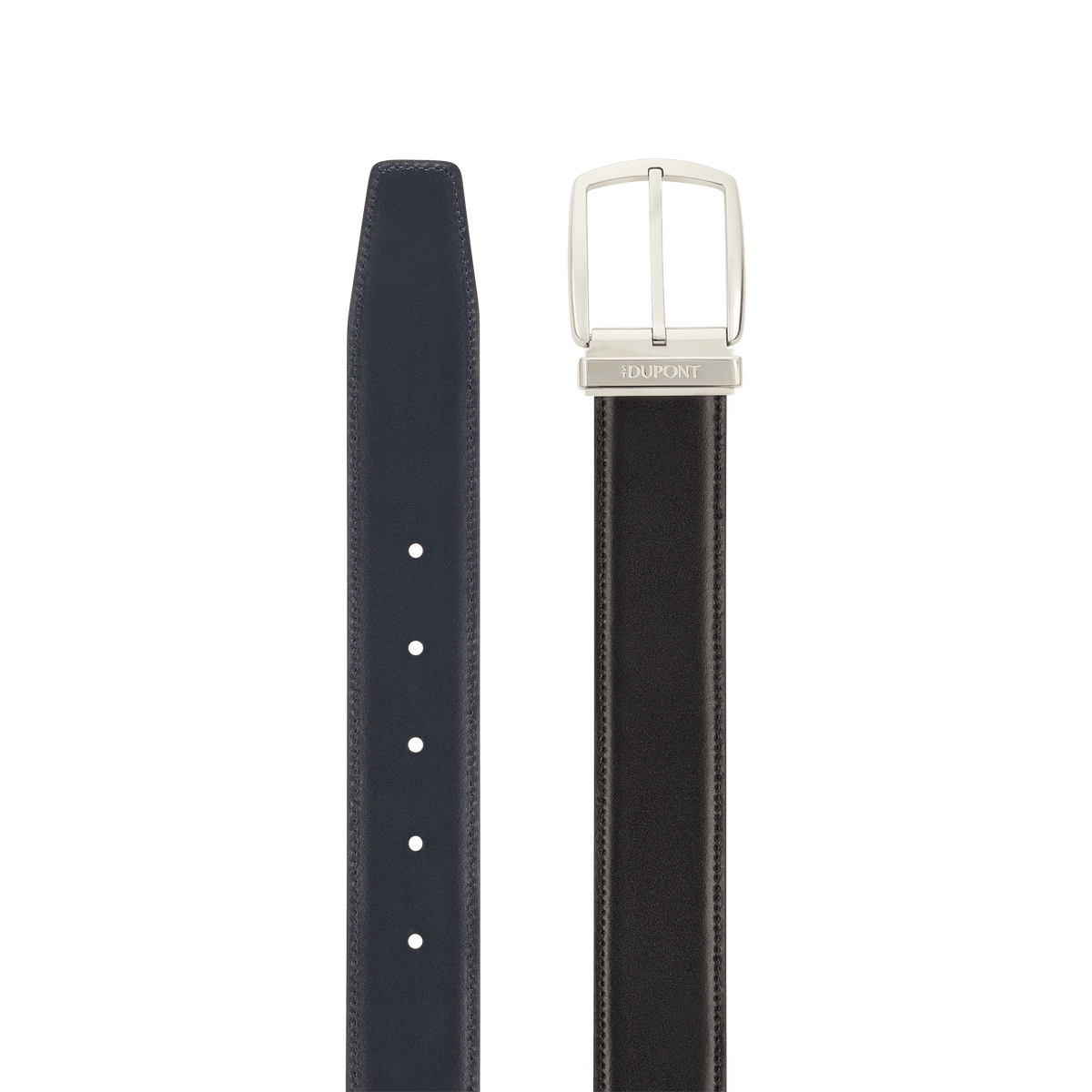 Ceinture S.T. Dupont D-Line 35mm réversible noire bleu marine D palladium — autre vue