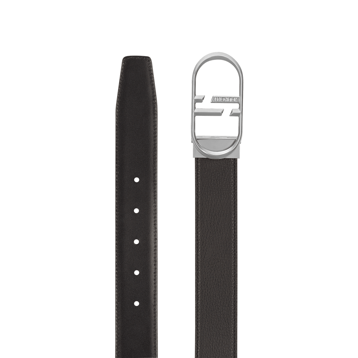 Ceinture S.T. Dupont 35Mm réversible noire grainée double D palladium — autre vue