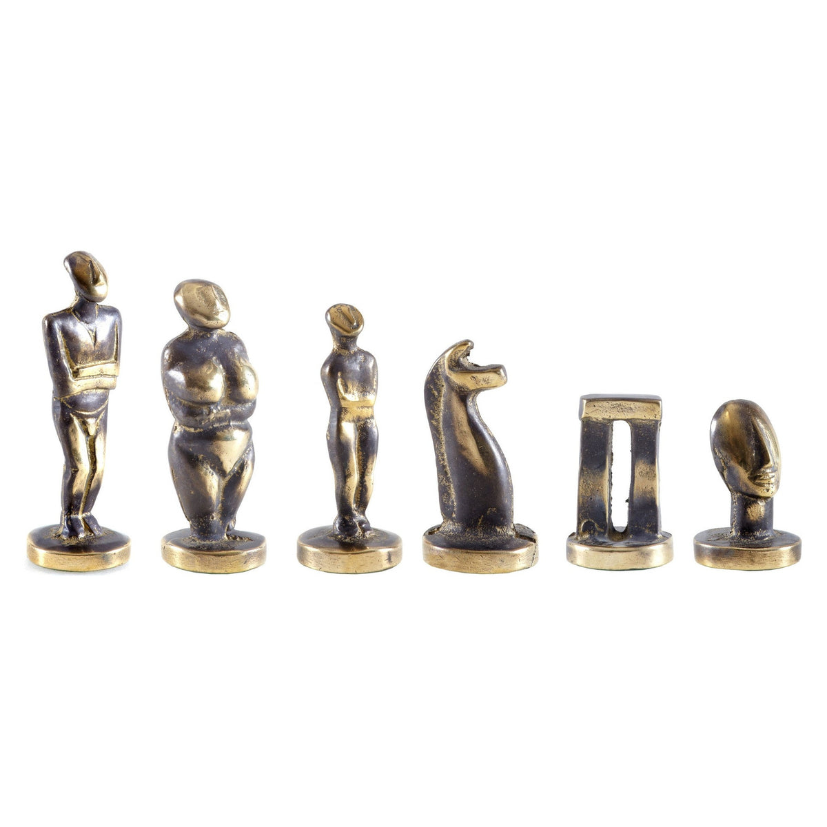 Manopoulos Cycladic Art Solid Brass Chessmen - Blue & Brass - Large (2)