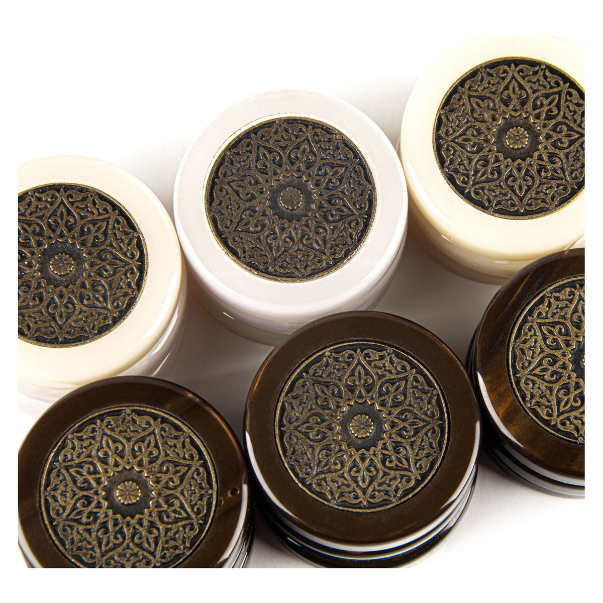 Manopoulos Backgammon Checkers with Brass Decoration (2)
