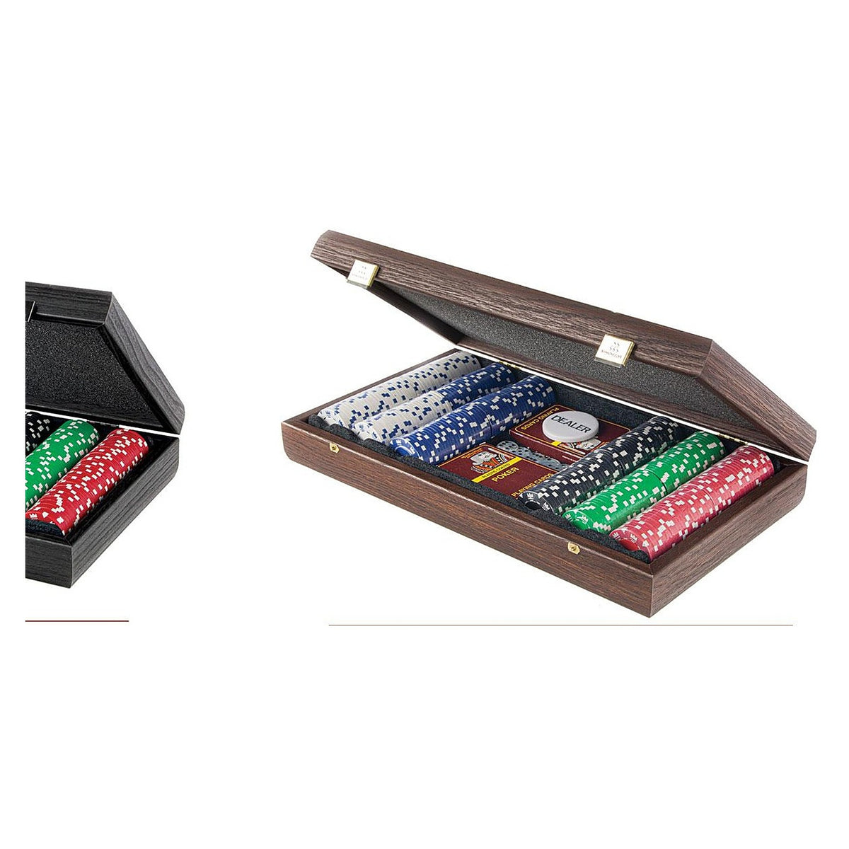 Manopoulos Poker Set - 200 Chips In Wooden Case – Dark Walnut