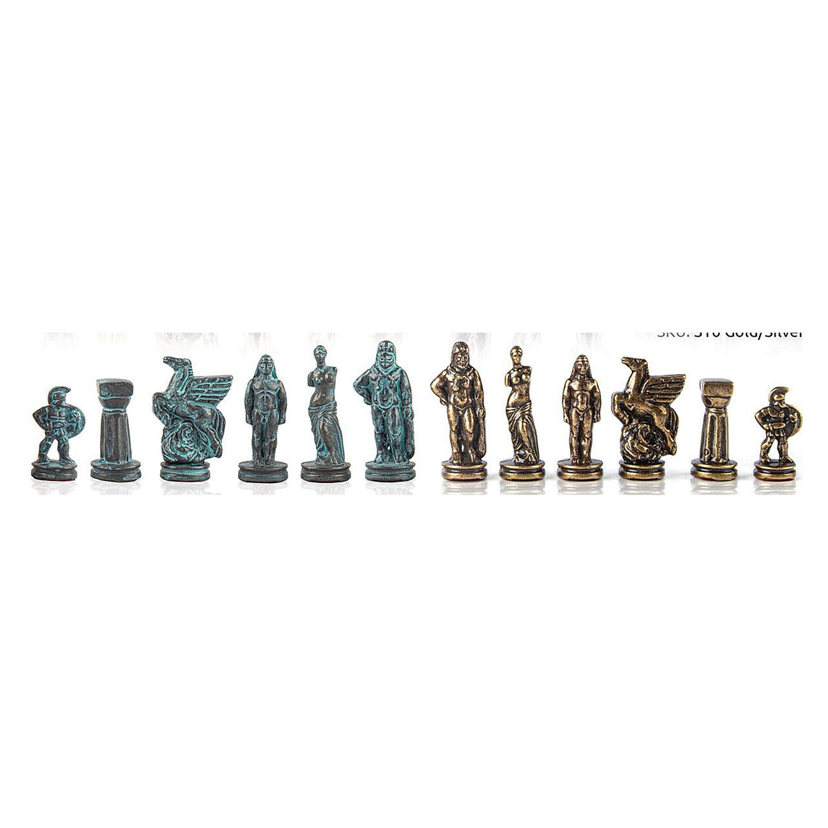 Manopoulos Spartan Warrior Metal Chess Set – Blue & Brass