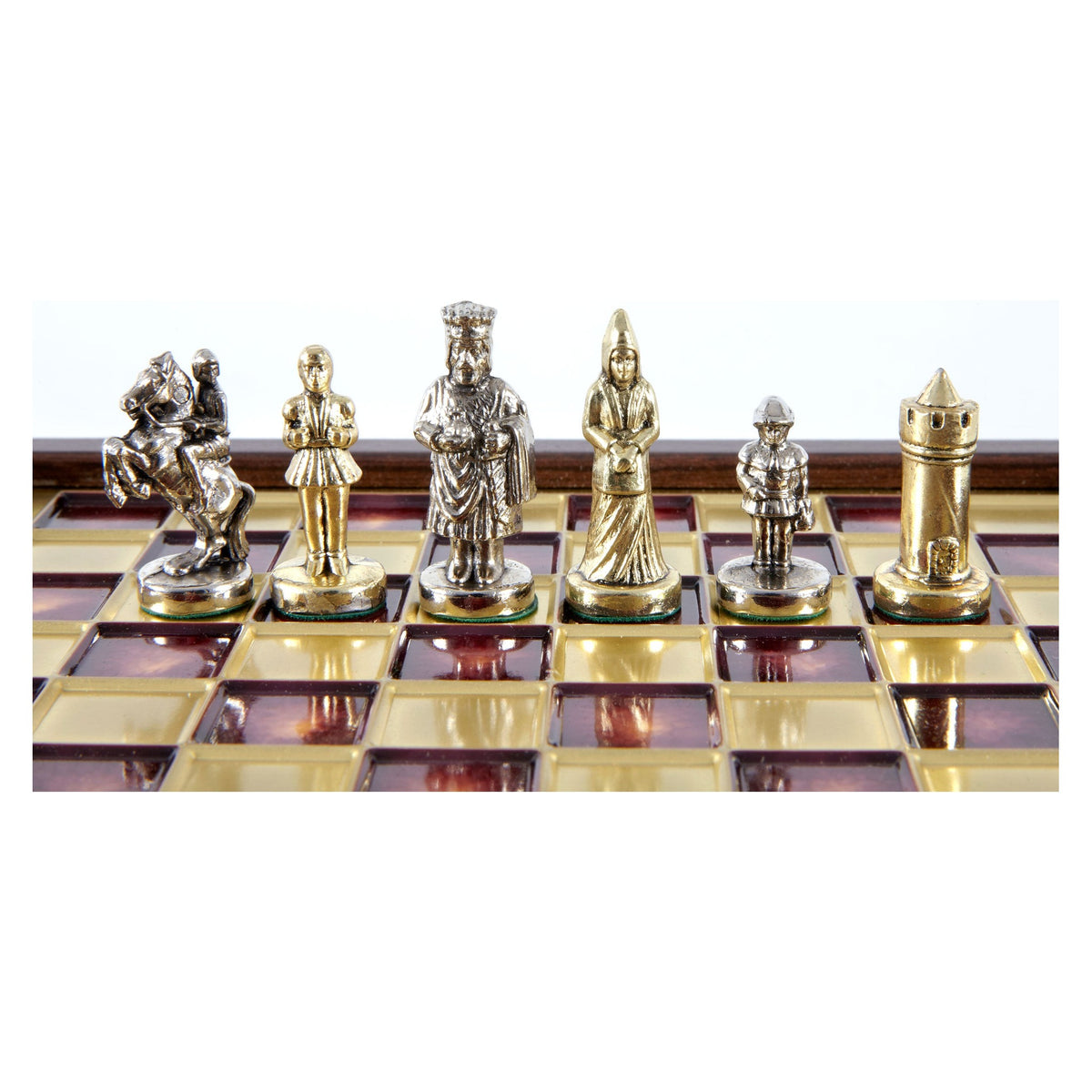 Manopoulos Byzantine Empire Metal Chess Set In Wooden Case With Storage (6)