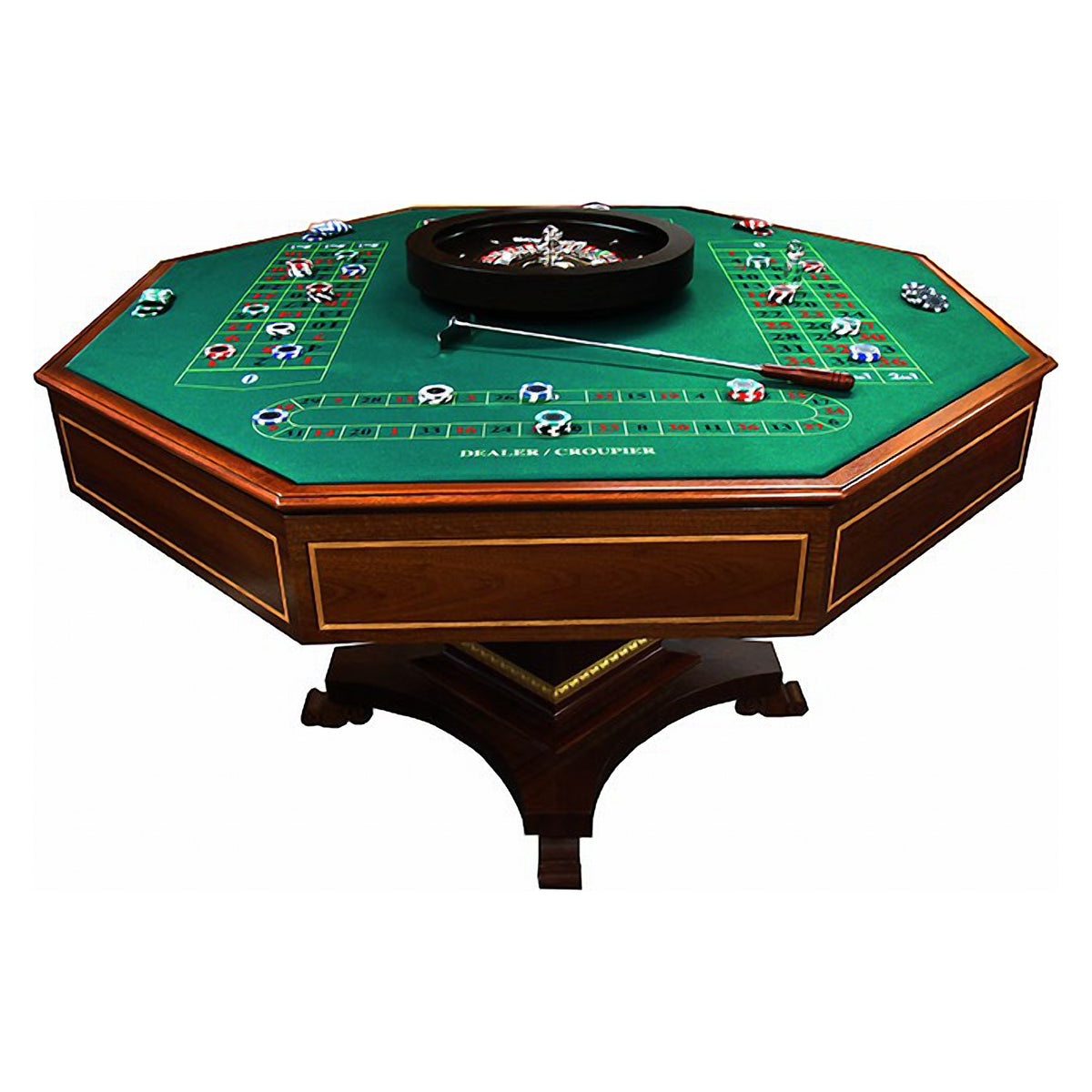 Geoffrey Parker – table tambour de casino ronde en Zebrano avec cylindre de roulette – détail