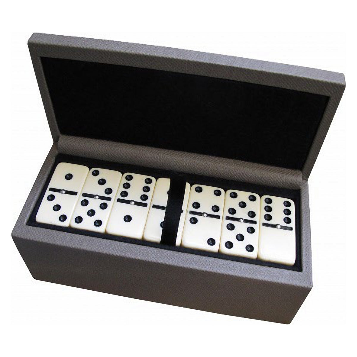 Geoffrey Parker – boîte à dominos en cuir vert avec couvercle planche de cribbage – détail