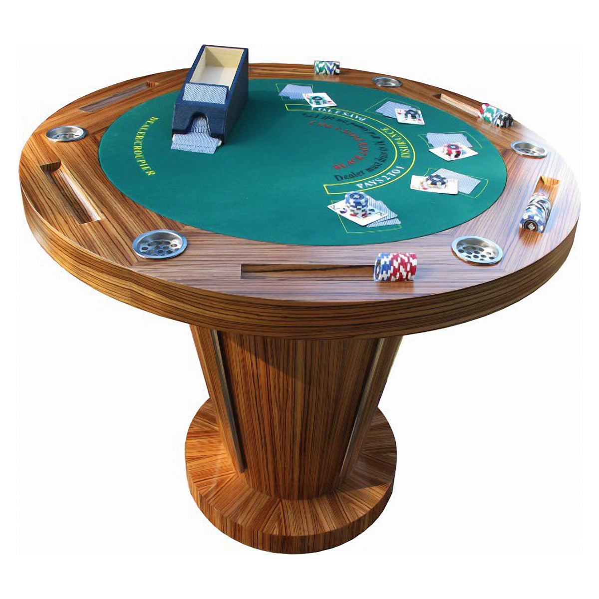 Geoffrey Parker round Zebrano six player poker table