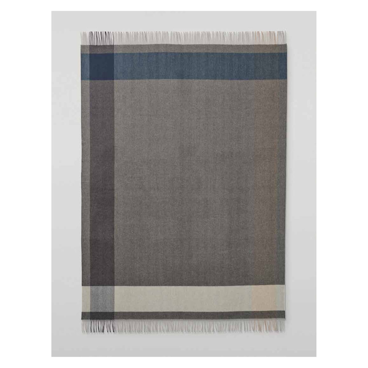 Johnstons of Elgin Block Border Throw in Grey — laid flat