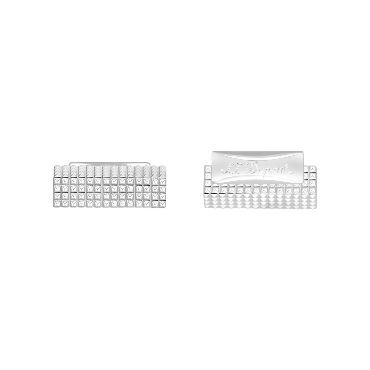 S.T. Dupont Cufflinks Rectangle Diamond Head Palladium