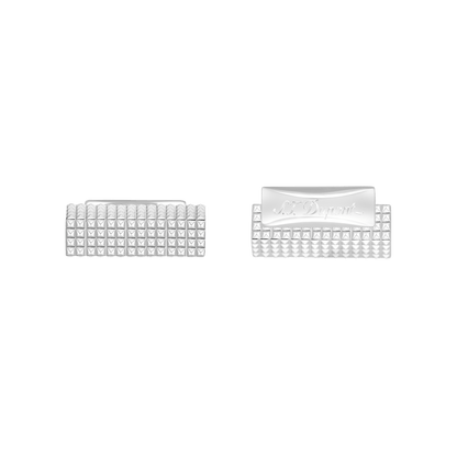 S.T. Dupont Cufflinks Rectangle Diamond Head Palladium