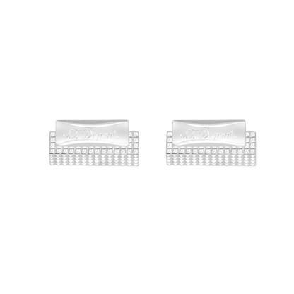 S.T. Dupont Cufflinks Rectangle Diamond Head Palladium — alternate view