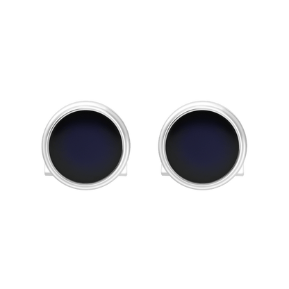S.T. Dupont Cufflinks Round Blue Palladium — angle view