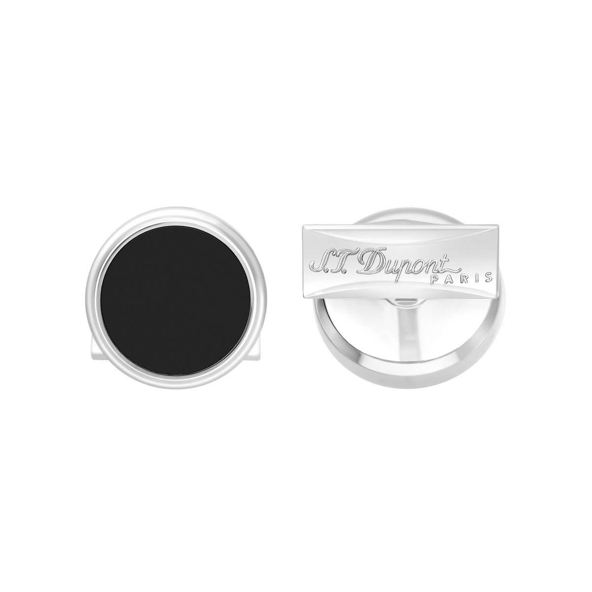 S.T. Dupont Cufflinks Round Black Palladium