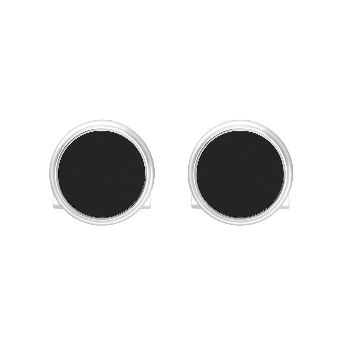S.T. Dupont Cufflinks Round Black Palladium — angle view
