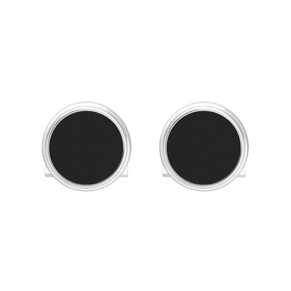 S.T. Dupont Cufflinks Round Black Palladium — angle view