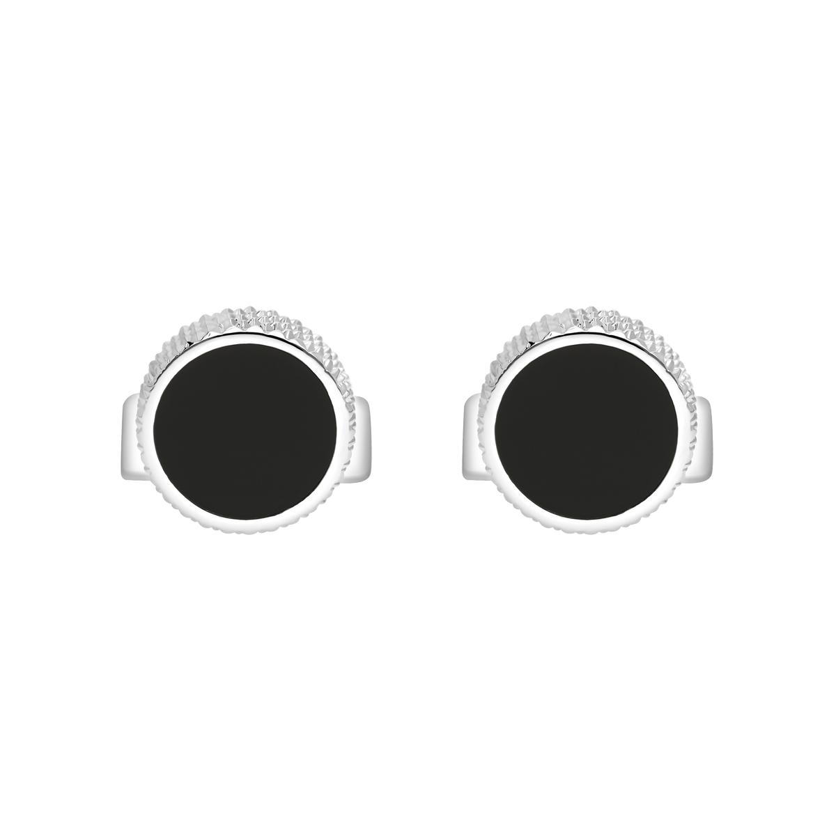 S.T. Dupont Cufflinks Smal Round Black Chrome — angle view