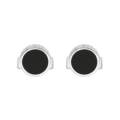 S.T. Dupont Cufflinks Smal Round Black Chrome — angle view