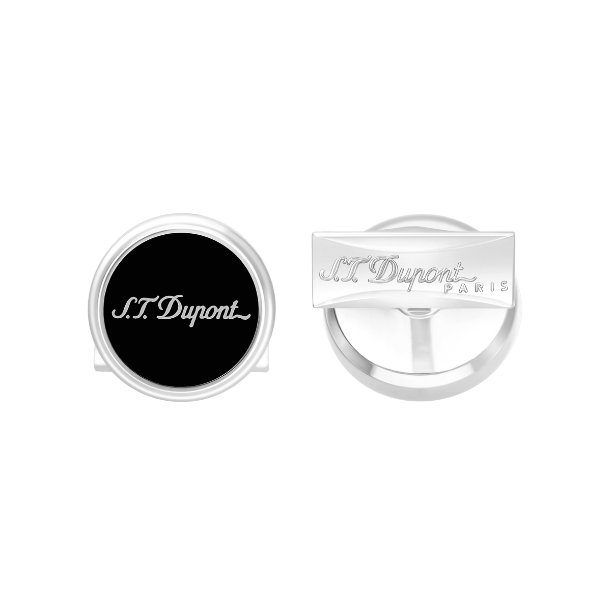 S.T. Dupont Cufflinks Std Black Laq Silver