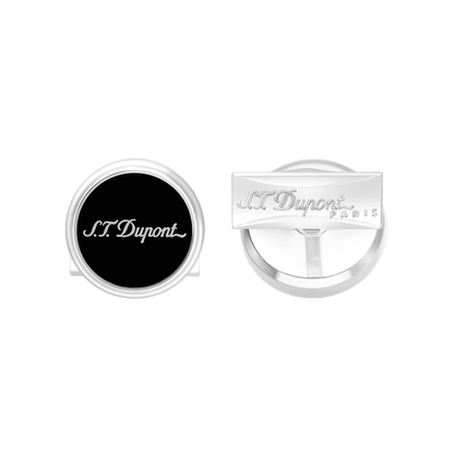 S.T. Dupont Cufflinks Std Black Laq Silver