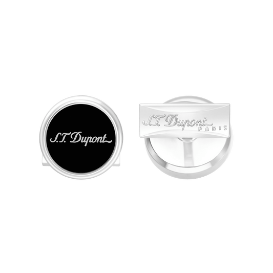 Boutons de manchette S.T. Dupont Std noirs Laq argent