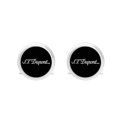 S.T. Dupont Cufflinks Std Black Laq Silver — angle view
