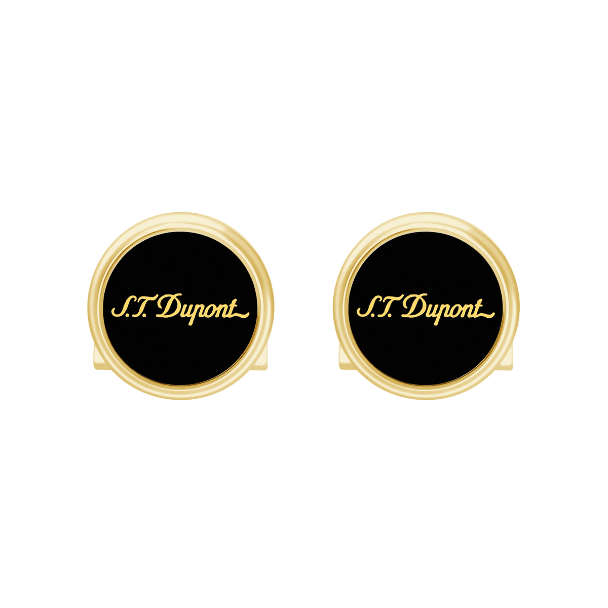 S.T. Dupont Cufflinks Std Black Laq Golden — angle view