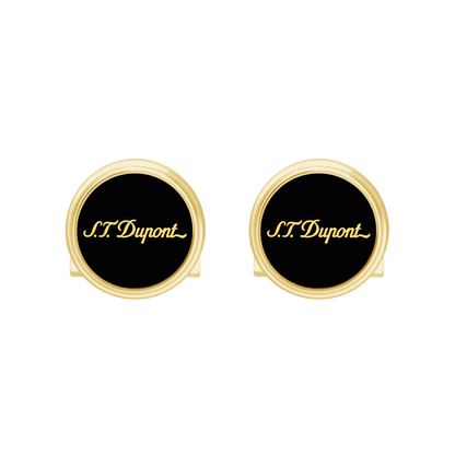 S.T. Dupont Cufflinks Std Black Laq Golden — angle view