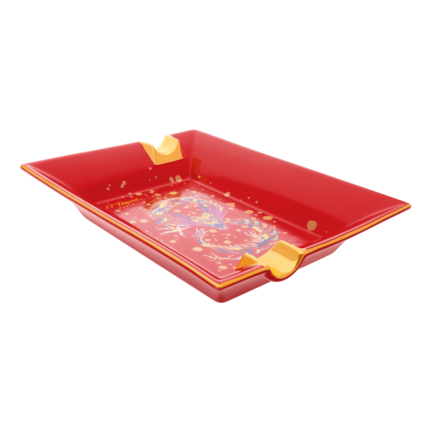 S.T. Dupont Large Ashtray Dragon Burgundy — alternate view