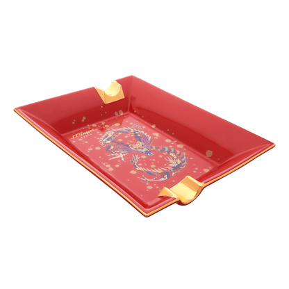 S.T. Dupont Large Ashtray Dragon Burgundy — angle view