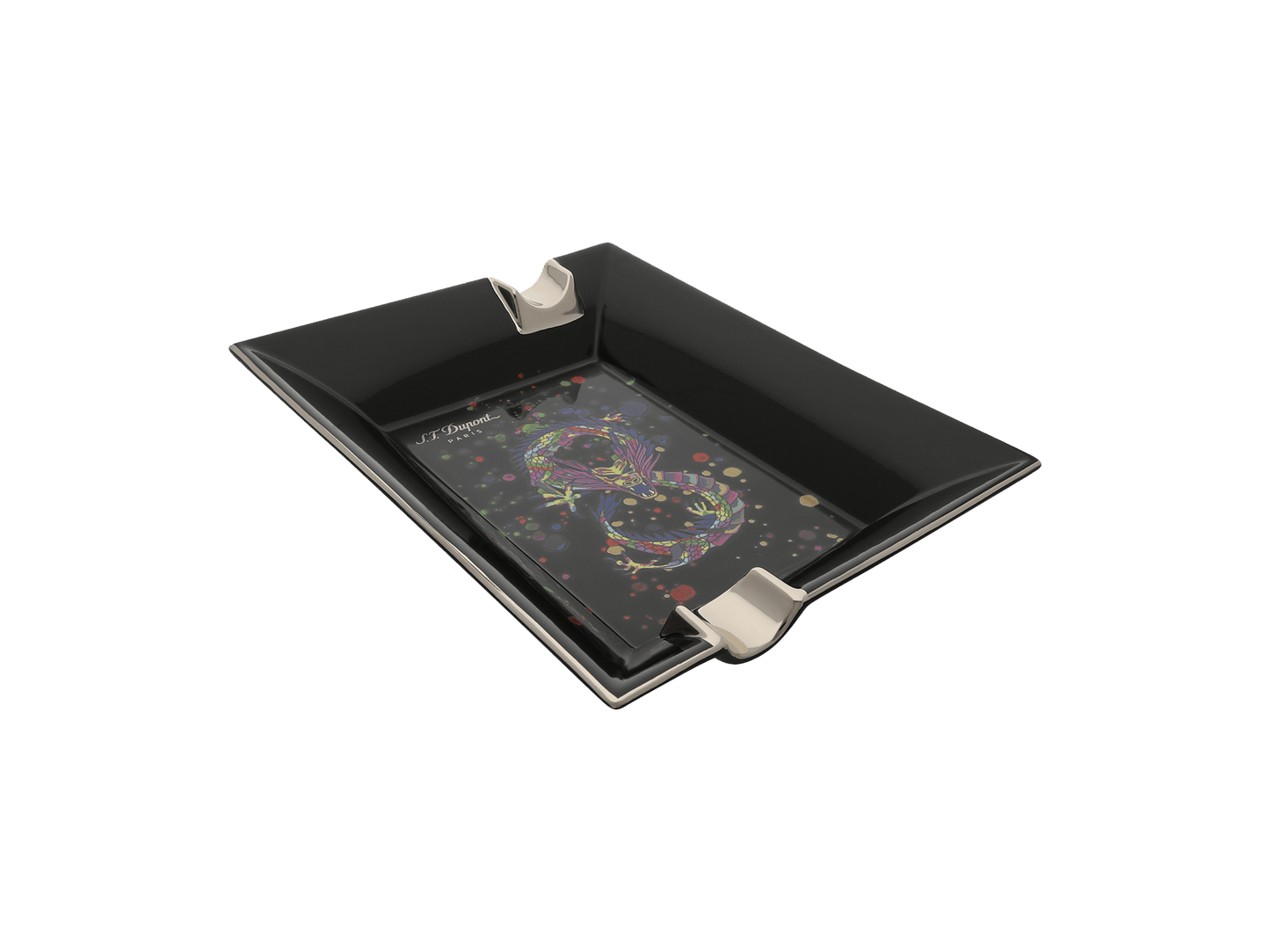 S.T. Dupont Large Ashtray Dragon Black — angle view
