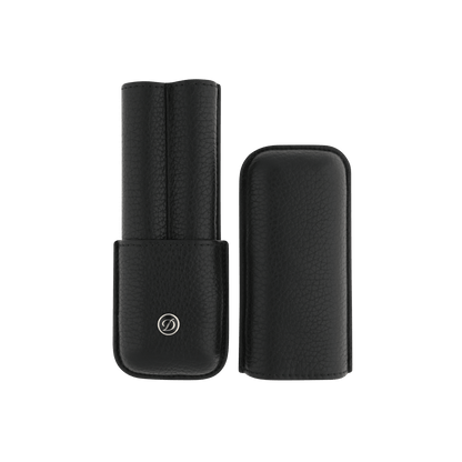S.T. Dupont Rigid Pen Case x2 Black Leather — detail view
