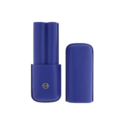 S.T. Dupont Rigid Pen Case X2 Blue — angle view