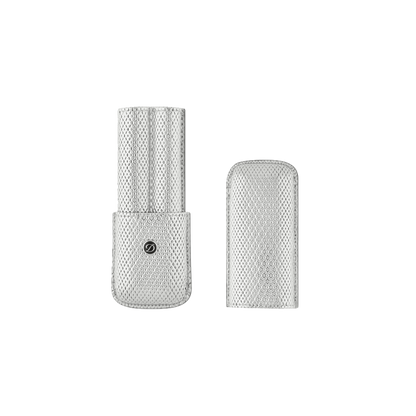 S.T. Dupont Rigid Pen Case X2 Silvery Mesh — angle view