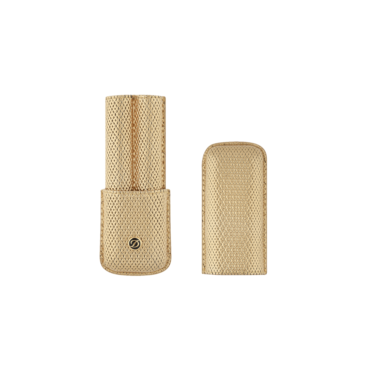S.T. Dupont Rigid Pen Case X2 Golden Mesh — angle view