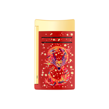 S.T. Dupont Lighter Dragon Burgun Goldn — angle view
