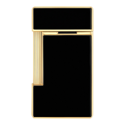 S.T. Dupont Slimmy - Laque Brillante Noire - Trim-Gold — angle view