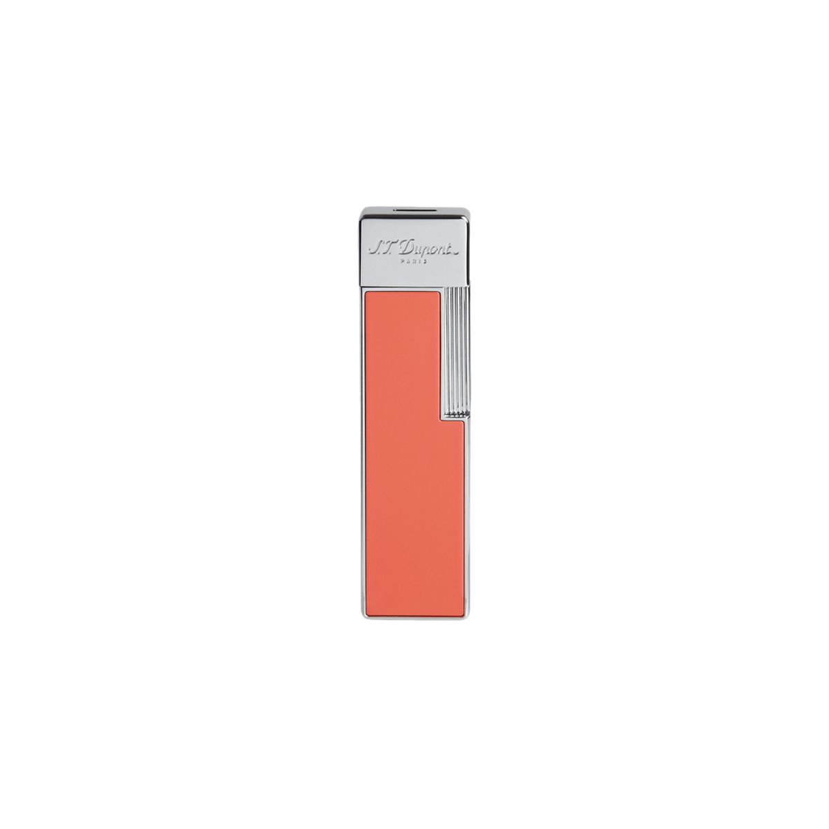 Briquet S.T. Dupont laque corail chrome — vue de détail