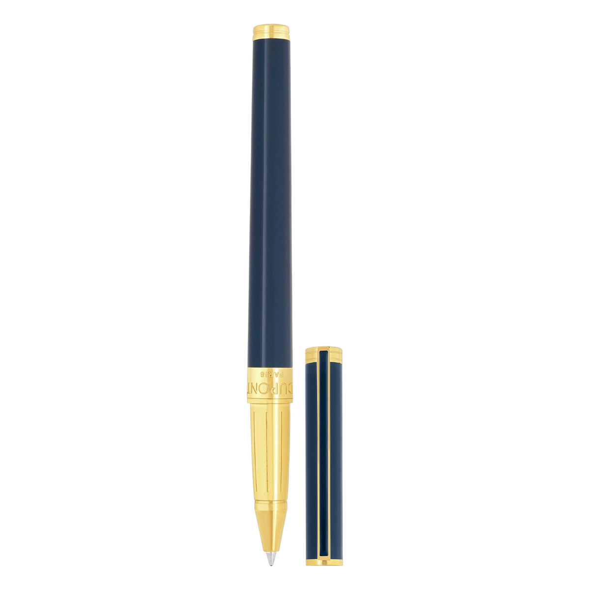 S.T. Dupont Classique convertible rollerball pen, shiny blue lacquer and yellow gold - ref 042077N