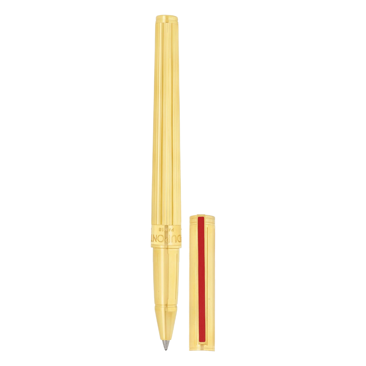 S.T. Dupont Classique convertible rollerball pen, trigger guilloche yellow gold - ref 042078N