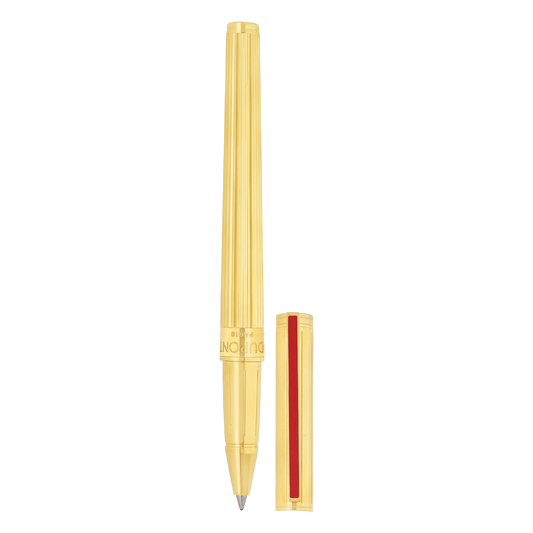 S.T. Dupont Classique convertible rollerball pen, trigger guilloche yellow gold - ref 042078N