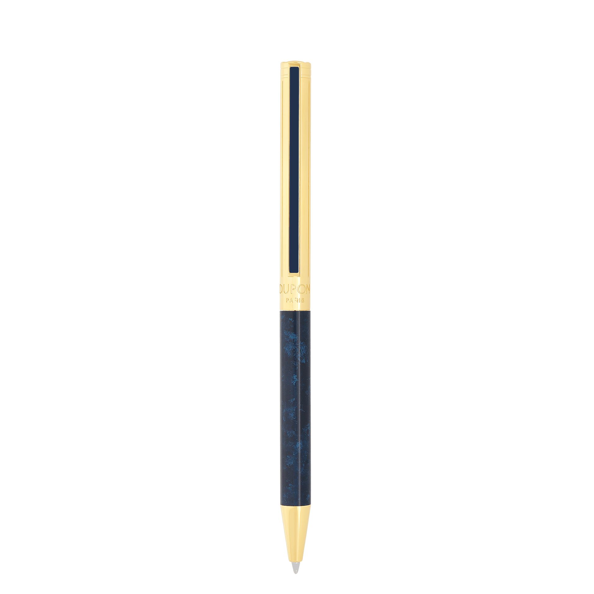 S.T. Dupont Classique Popote Ballpoint Pen Blue Yellow Gold — detail view