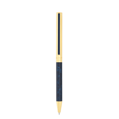 S.T. Dupont Classique Popote Ballpoint Pen Blue Yellow Gold — detail view
