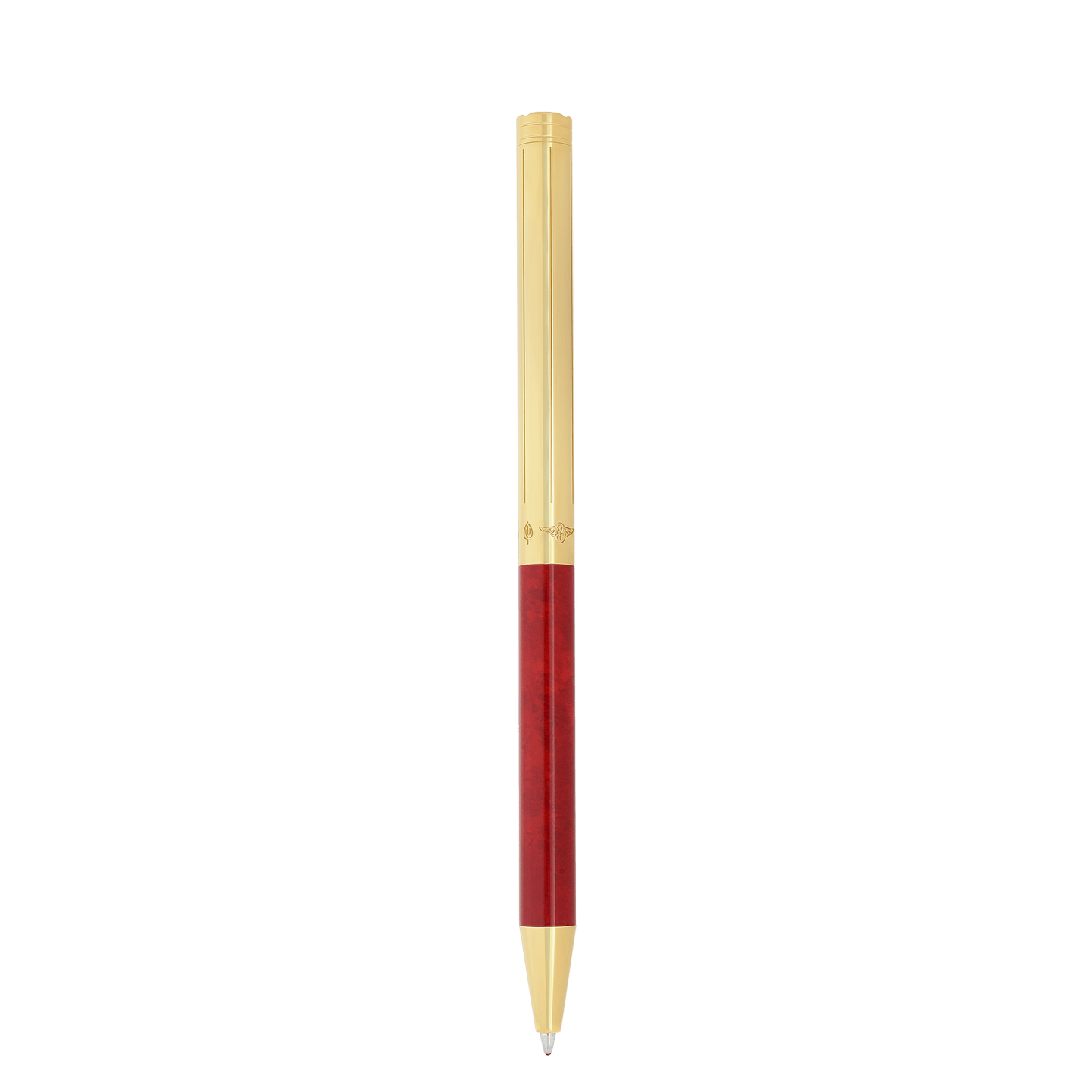 S.T. Dupont Classique Popote Ballpoint Pen Red Yellow Gold — angle view