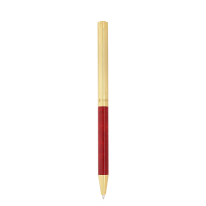 S.T. Dupont Classique Popote Ballpoint Pen Red Yellow Gold — angle view
