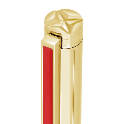 S.T. Dupont Classique Popote Ballpoint Pen Red Yellow Gold — detail view