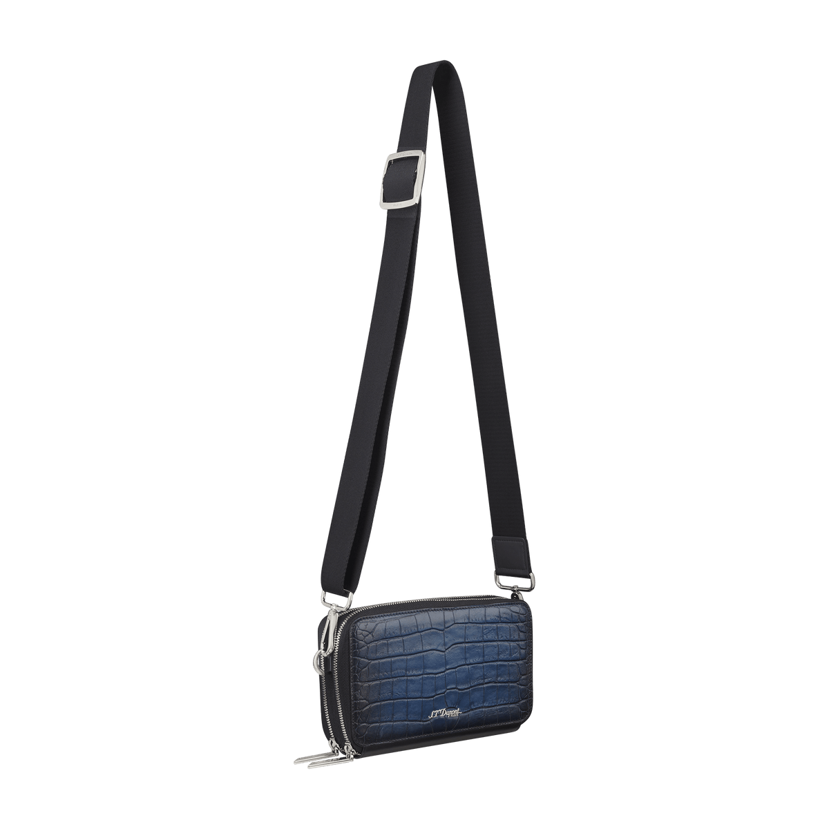 Sac bandoulière S.T. Dupont cigare S Le Grand Atelier bleu — vue de trois quarts