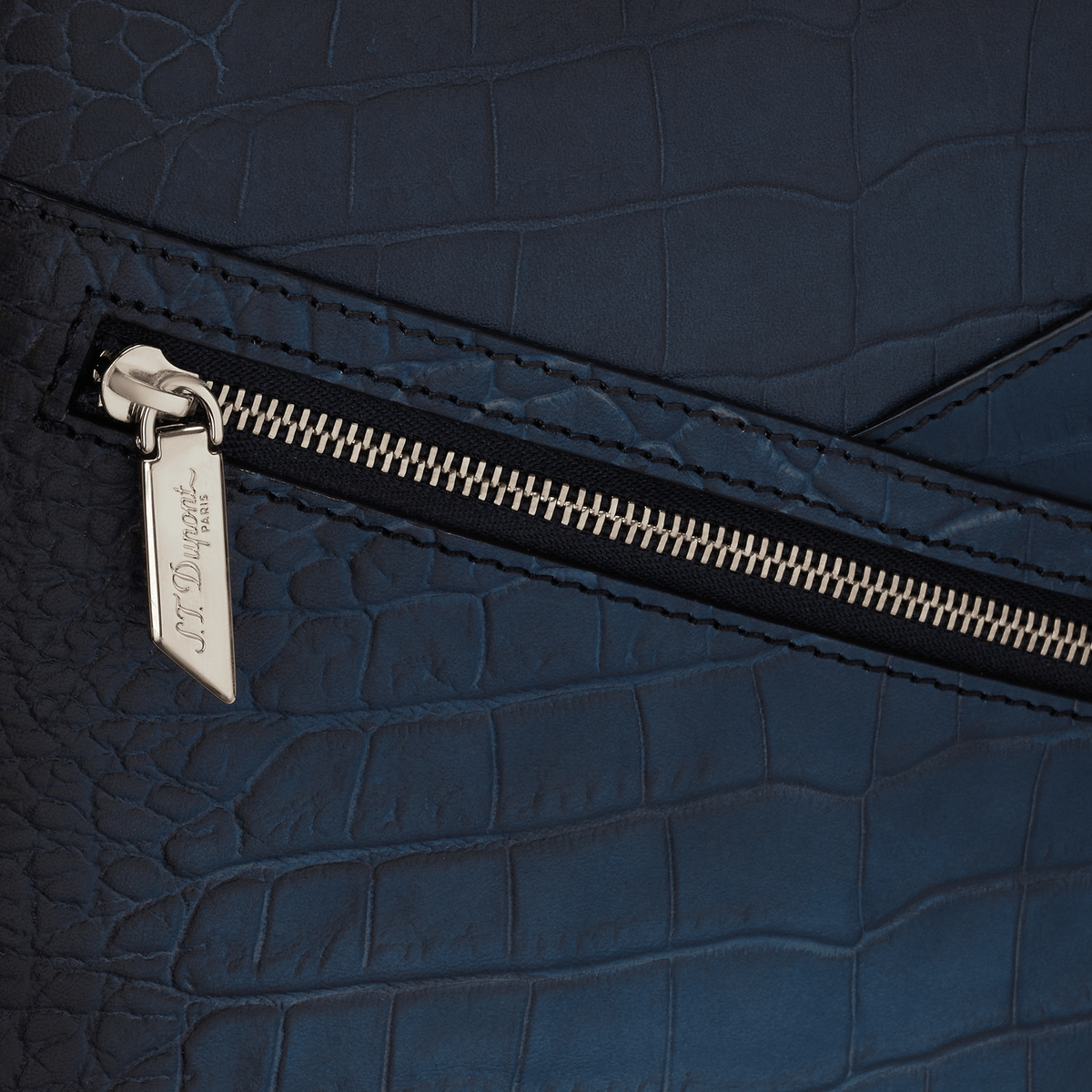 Sac bandoulière S.T. Dupont cigare bleu grainé — vue de détail