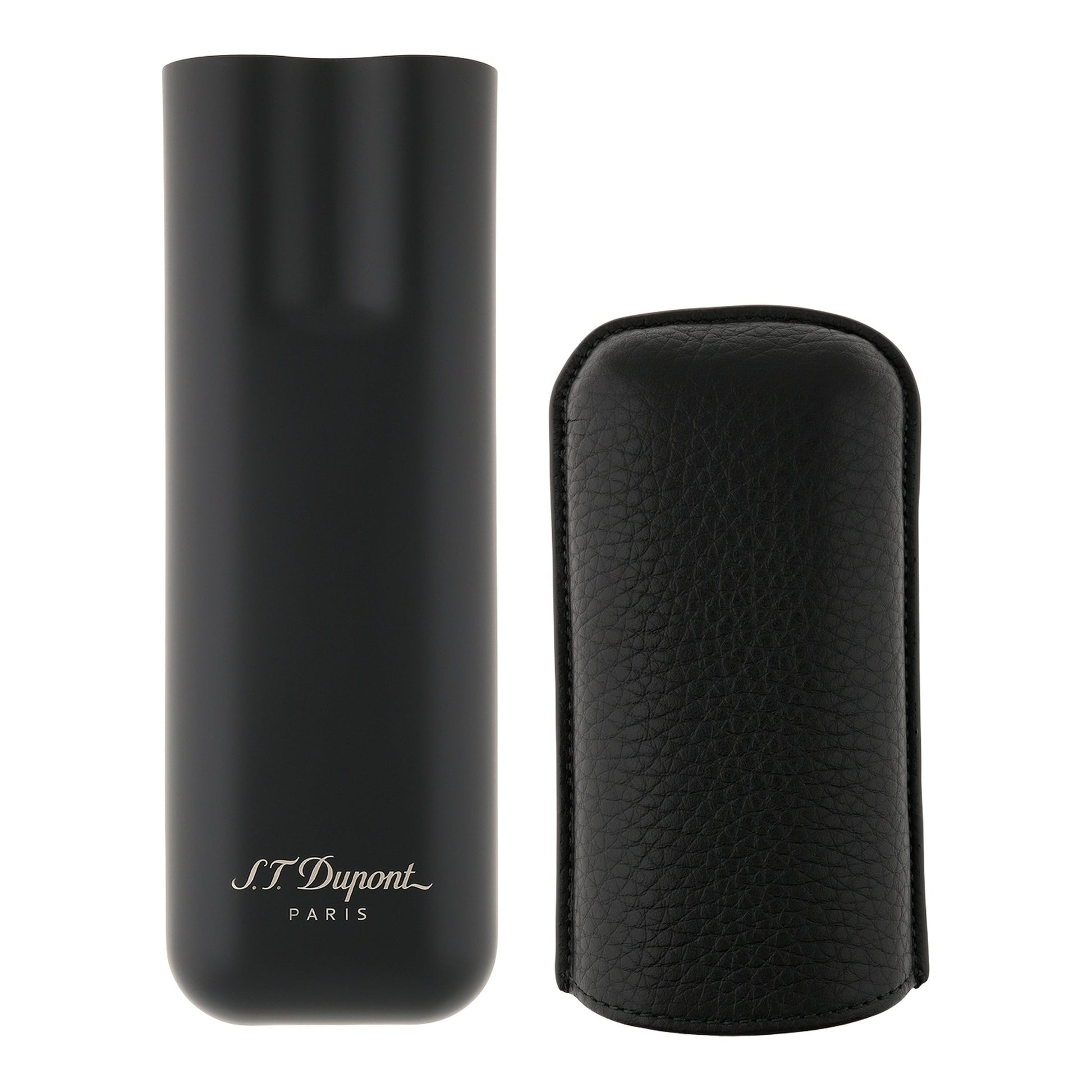 S.T. Dupont Cigar Case - Double Noir (Matte Black) — angle view